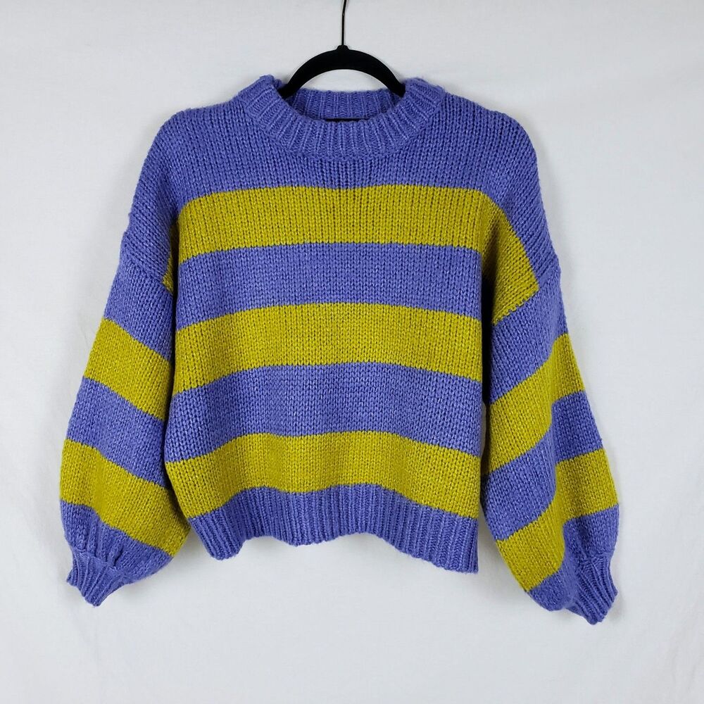 Forever 21 Sporty Prep Rugby Stripe Sweater Womens S Indie Chunky Knit Cozy